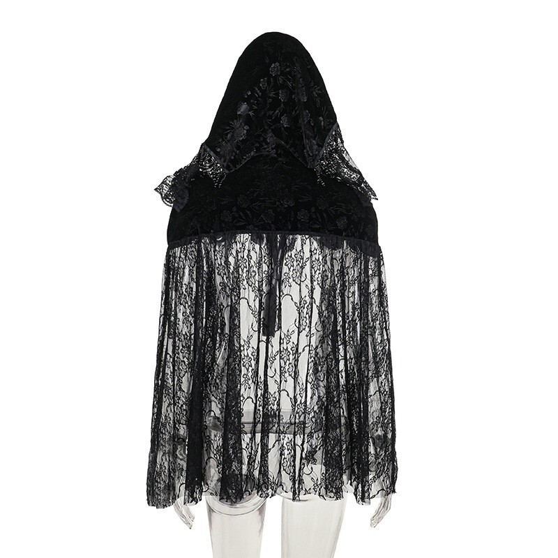 Horror goth halloween Baroque madame floral lace beaded head