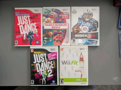 Nintendo Wii Just Dance 1 &2, Madden 08, Wii Fit, And Namco Museum Remix