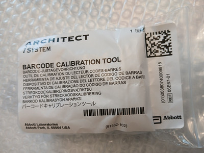 Architect Barcode Calibration Tool 78891-105 Abbott Lab 06E67-01 New Sealed