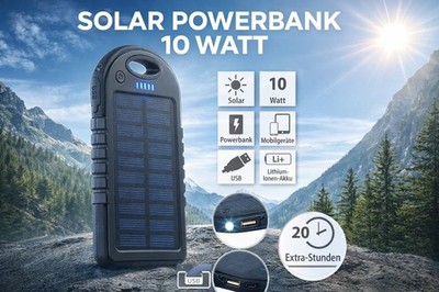 NEU Solar Akku Powerbank mit Taschenlampe USB für 2x Smartphone Handy Tablet S