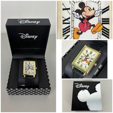 Mickey Mouse Retro Art Watch Hands Black and Gold Analog Watch Rectangle Case