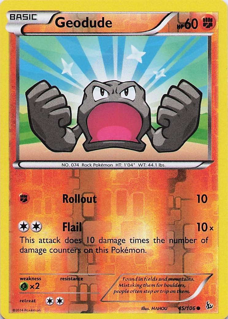 Geodude - Pokemon Reverse Holo Common 2014 Flashfire 45/106 LP