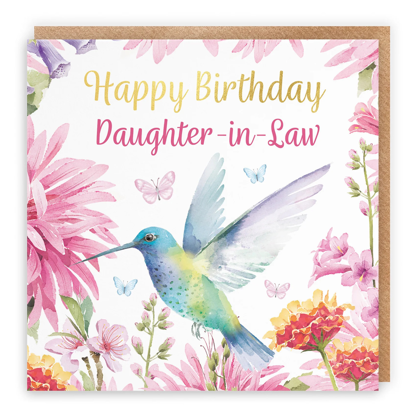 Daughter-in-Law Birthday Card Hummingbird Gold Foil Milo's Gallery