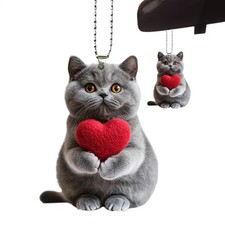 Car Rearview Mirror Pendant Acrylic 2D Cat Ornament Flat Decor Backpack Pendant