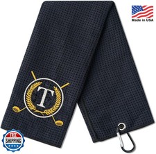 CybGene Microfiber Golf Towel Initial-T 24x16 Hand Towel Men Women