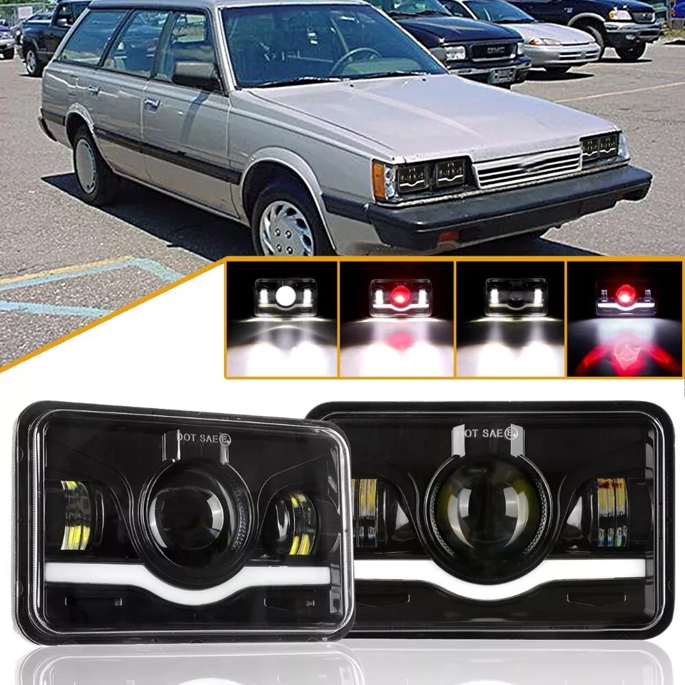 for Kenworth Freightliner FLD120 FLD112 4pcs 4x6" LED Headlights Hi/Lo Halo Beam - Image 4 of 4