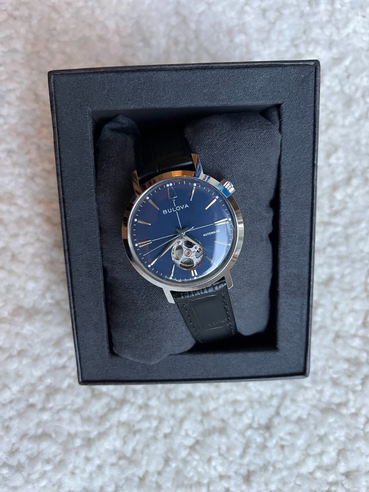 Bulova Aerojet Open Heart Automatic Blue Dial 38mm Classic Men's Watch 96A342