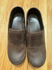 Dansko Shoes Womens 38 Professional Clogs Wedge Slip On Brown Leather 8