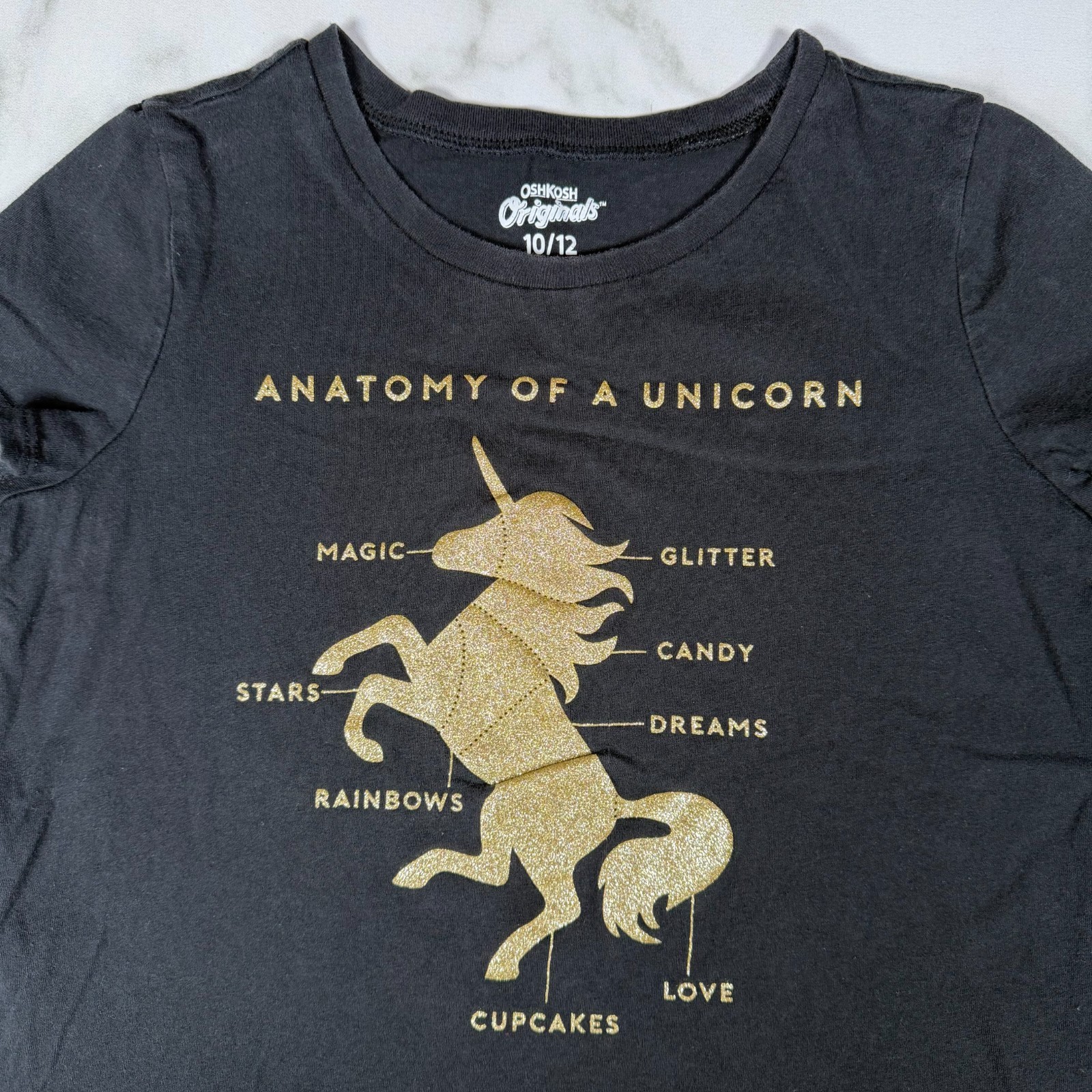 OshKosh Girls Glitter Anatomy of a Unicorn Graphic Tshirt Bl