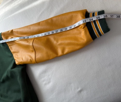 American Mens Classic Green Gold Letterman Varsity Team Jacket Large Made In USA image 10