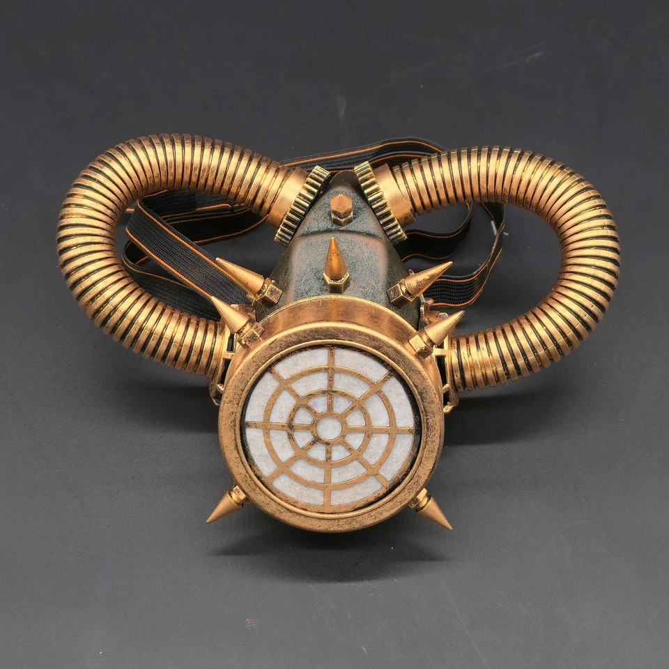 Máscara de Gas Dorada Spike Respirador Punk Gótico Cyber Steampunk Fiesta Juegos con disfraces Foto 2 de 4