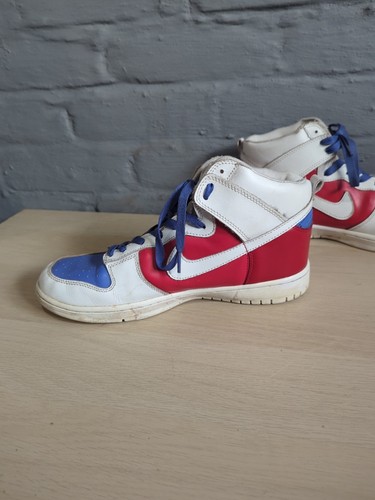 Nike Super Mario Dunk Hi Tops Custom Rot Weiß Blau UK9 Herren Basketball Trainer - Bild 7 von 17