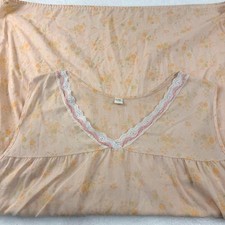 Vintage Floral Nightgown Housedress Womens 48 2X Peach Lightweight Airy
