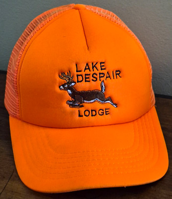 Vintage Blaze Orange Snapback Hat Deer Hunting Lake Despair Lodge Canada