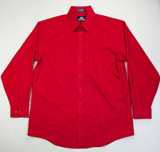 Stafford Wrinkle Free Adjustable Collar Sz 16.5 34-35 Mens Red Long Sleeve Shirt