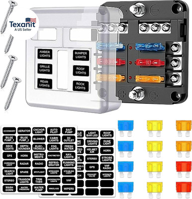 6 Way 12V Fuse Box Waterproof Fuse Box Holder with LED Indicator 6 Way Fuse Bloc