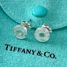Tiffany & Co. 1837 Circle Round Stud Earrings Silver925 Set With Box Pouch NearM