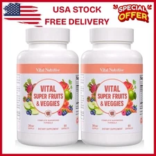 Vital Super Fruits & Veggies - Daily Superfood Capsules for Adults - Fruit &...