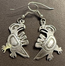 Vintage Raven Sterling Silver Earrings Native American Tlingit NR