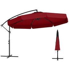 10FT Offset Hanging Umbrella Patio Cantilever Umbrella with Cover Red