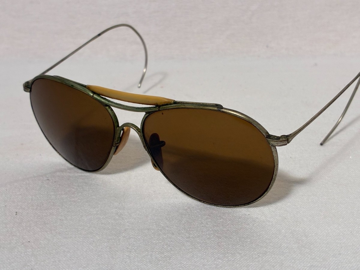 VINTAGE US MILITARY AVIATOR SUNGLASS AMERICAN OPTICAL w/CASE 1940
