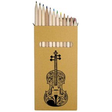 12 x 'Decorated Chello' Long 178mm Coloured Pencils / Pencil Set PE00076223 