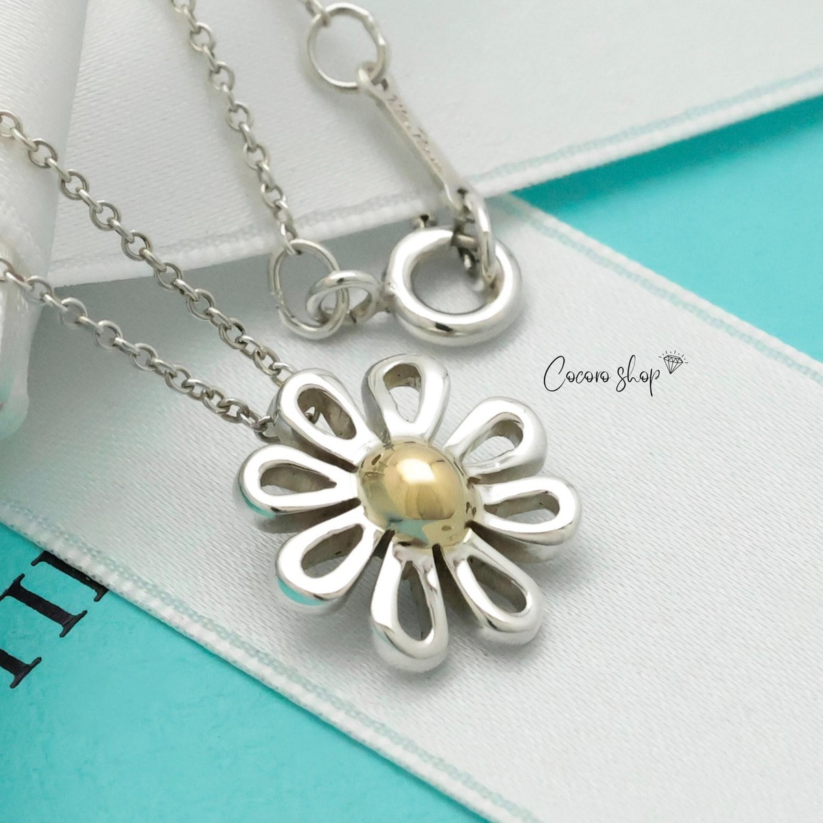 【Tiffany&Co.】ティファニー シルバー 925 ナッツディッシュ ② Authentic Tiffany & Co. Daisy Flower Necklace 17.5