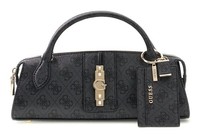 Guess Yvonne Logo Mini Satchel Handtasche Tasche Coal Logo Dunkelgrau Schwarz