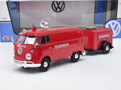 VW T1 Feuerwehrleute mit Anhänger MOTORMAX 1:24