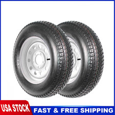 2 Pcs St20575d15 Trailer Tires Wheels W 15 Rims 5 Lug On 4.5 Load Range C