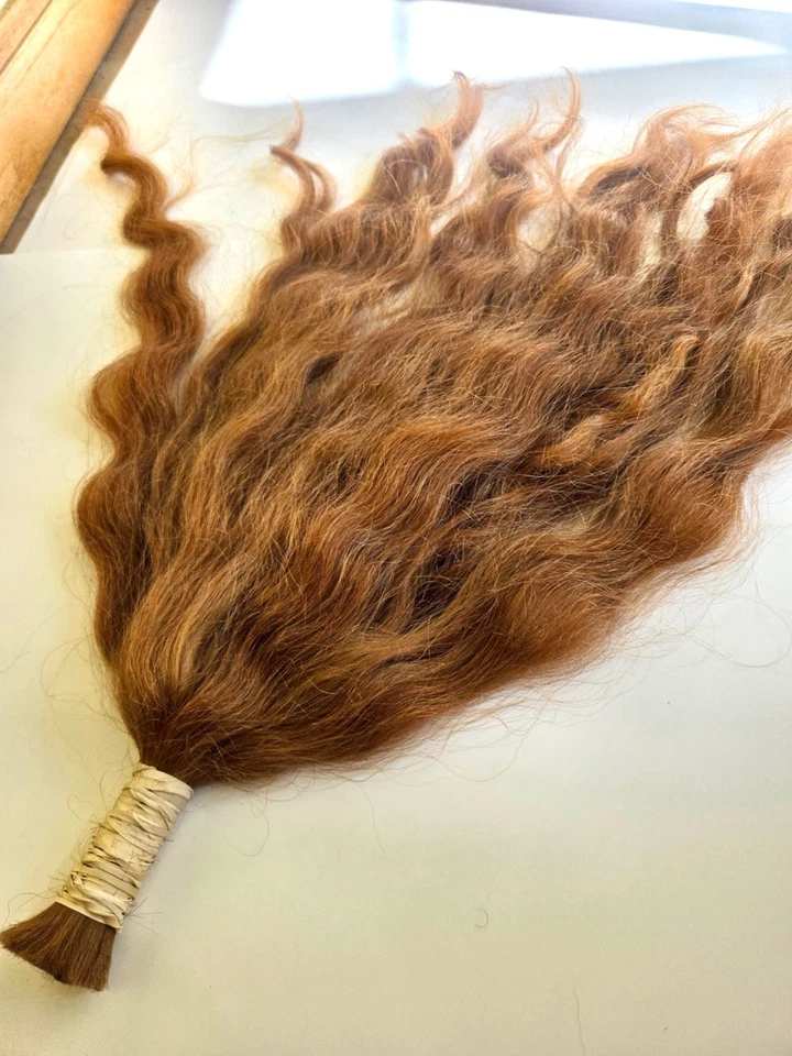 Corte de pelo humano virgen cola de caballo rojo 27" Foto 2 de 4