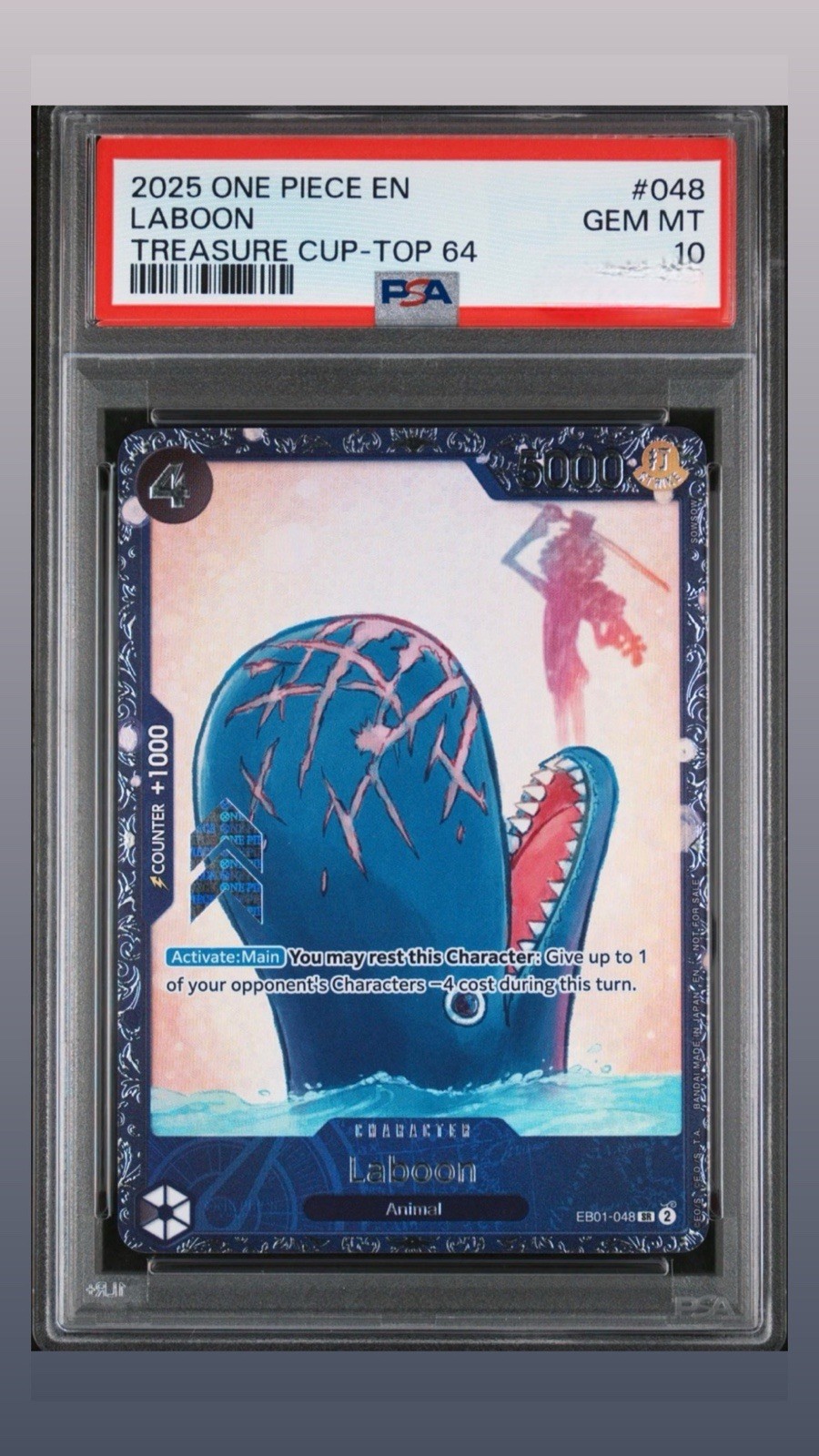 Bandai One Piece CCG 2025 Laboon #048 Treasure Cup Top 64 Holo Promo PSA 10