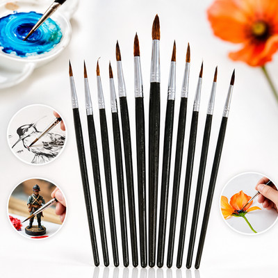 12 STÜCK KÜNSTLER PINSEL SET PROFI FEIN MODELLBAU KUNST ÖL ACRYL