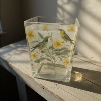 Vintage TRI Topographic Map Glass Vase High Point Bowers Peak Botanical Rare