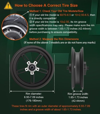 BANGTING 2PCS 60/70-6.5 E Scooter Reifen Tubeless - 10x2.50-6.5 Pannensichere