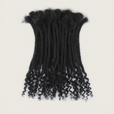 10 inch 30 Strands Loc Extensions Curly Ends Human Hair 0.6cm 1B Natural Black