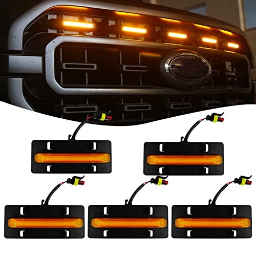 5PCS Grille Lights LED Amber Front Grille Makers Lights F150 1 Pair of 5