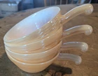 Vtg Fire King Peach Lustre Beehive Handled Soup Bowls Set 4 Anchor Hocking MCM