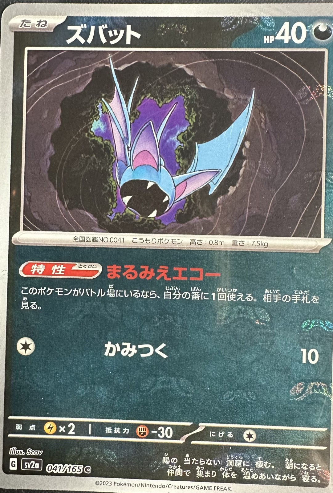 Zubat 41/165 Pokemon Japanese 151 Master Ball