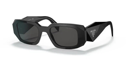 PRADA Women’s Rectangle Sunglasses Black Plastic Frame Black Tinted Lenses