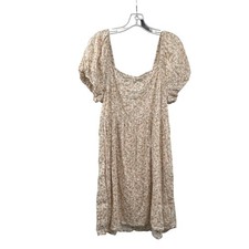 American Eagle Floral Shift Dress Short Puff Sleeve Cream/Multi Size XL