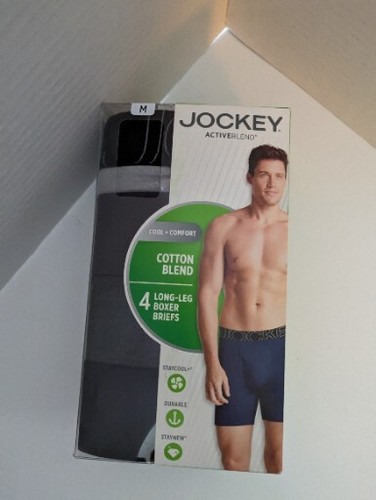 Jockey Active Boxershorts mit langem Bein 4er-Pack Neu Herren Baumwolle schwarz grau Medium - Bild 5 von 7