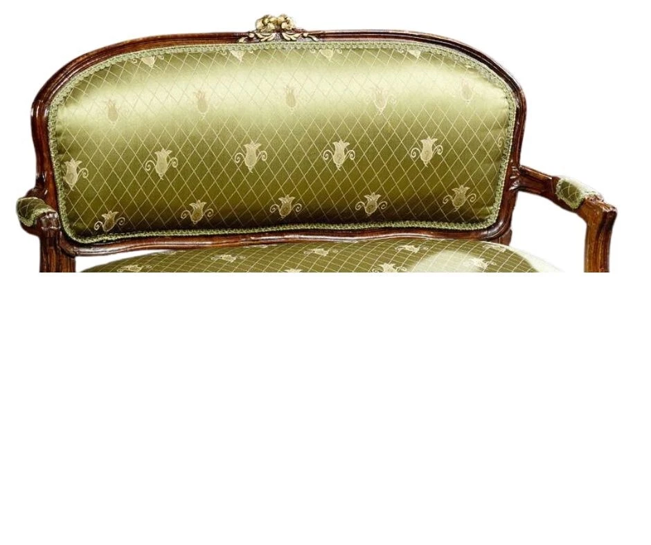 Loveseat, estilo francês Louis XV, pequeno, verde, seda, início do século XX!! - Imagem 2 de 4