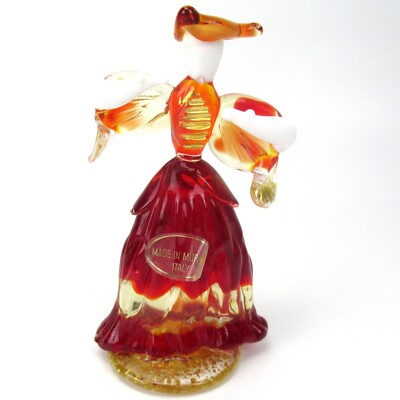 Murano Glas Figur TÄNZERIN Goldstaub Handarbeit Vintage Venetian Glass Figurine