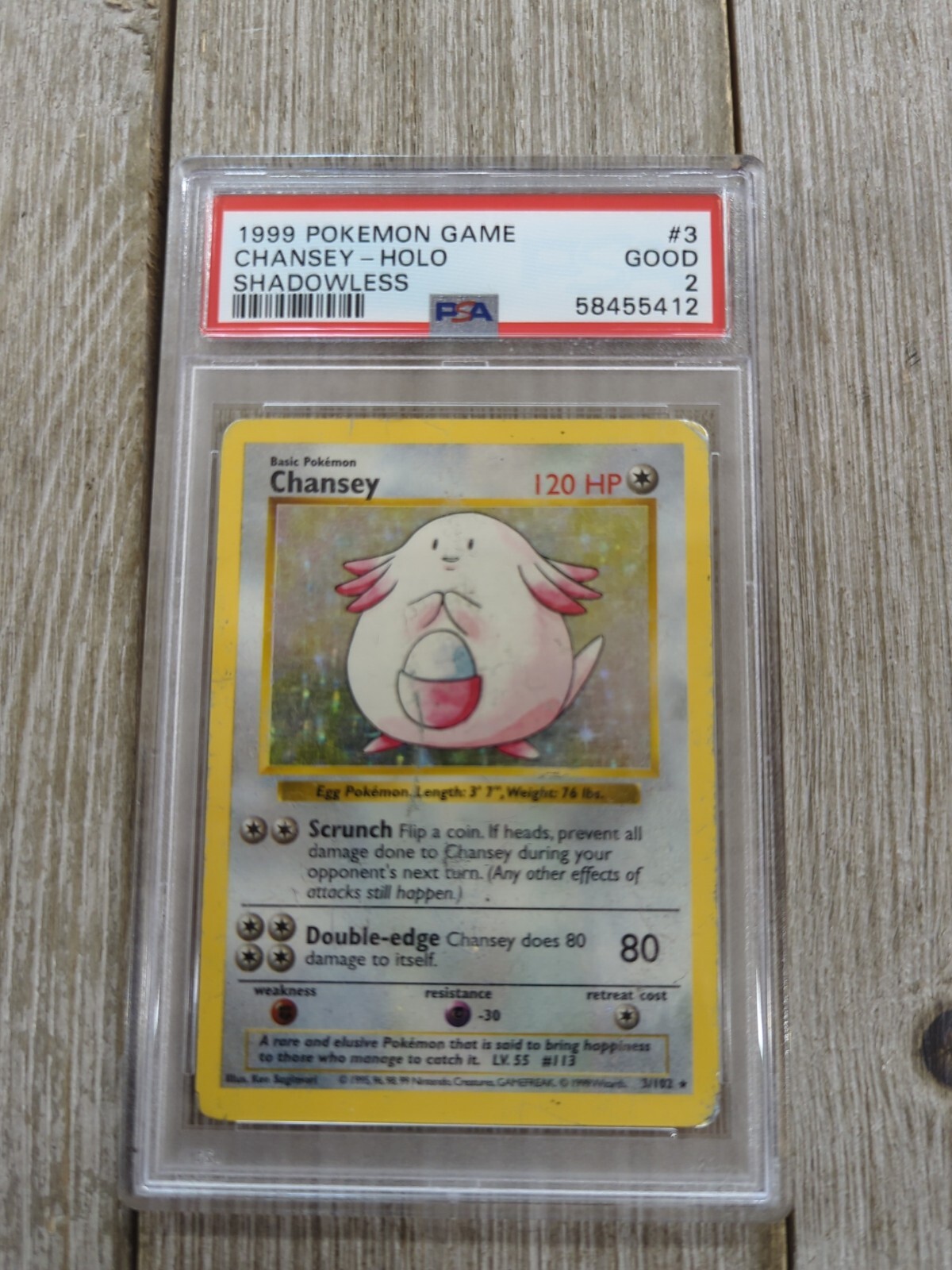 PSA 2 1999 Pokemon Game Chansey Holo Shadowless Graded #3