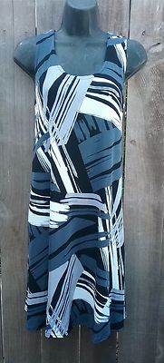 Jostar GRAY Paint Brush Abstract  Print TANK DRESS No Iron Travel Wear  S