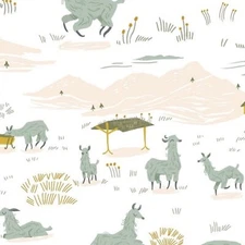 Dear Stella Cute Llama Farm White 100% Cotton Fabric by The Yard
