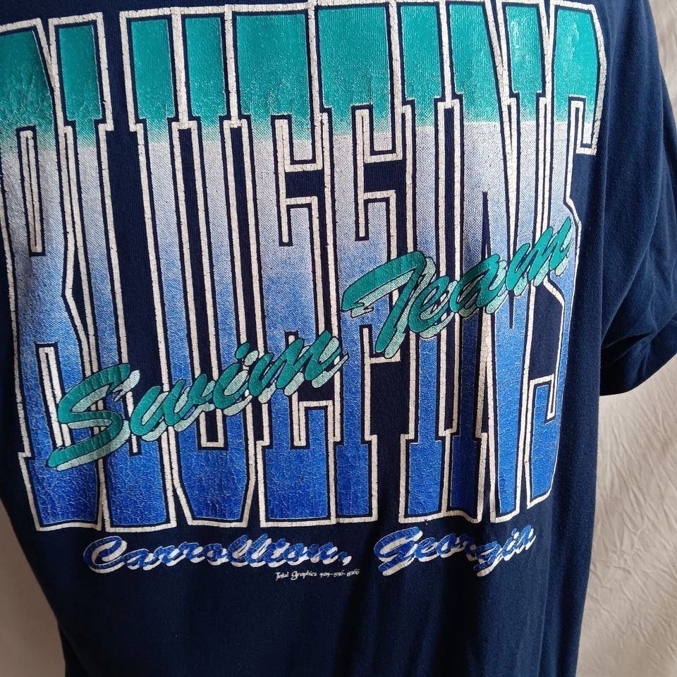 XL Vintage T-Shirt Single Stitch 80s Carrollton Georgia Swim Team Hanes Beefy Foto 4 de 4