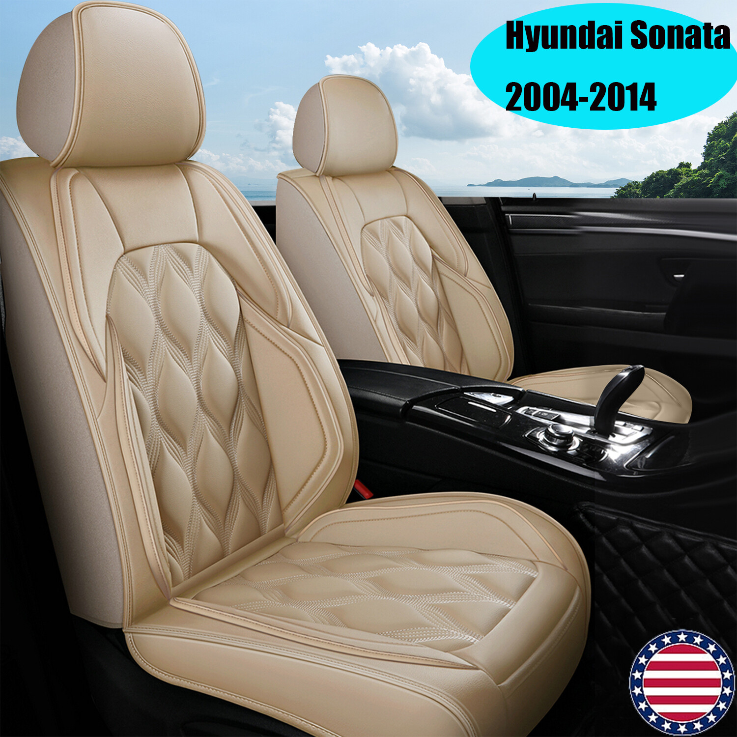Car Seat Cover Full set Faux Leather Protector Pad For Hyundai Sonata 2004-2014-image