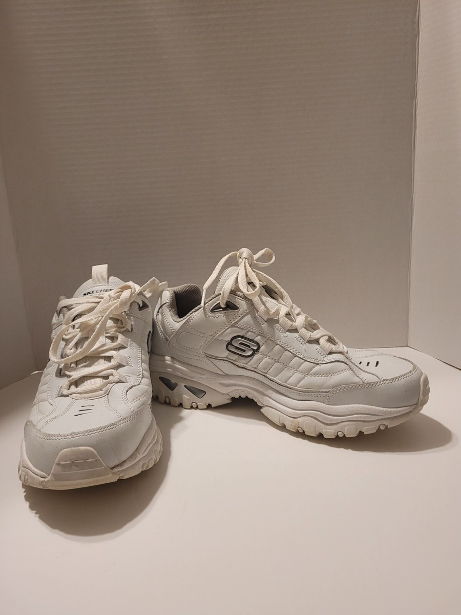 Skechers Women’s White Sport Leather Lace Up Sneakers Size 10